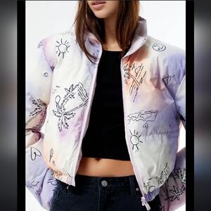 Roxy x Chloe Kim Reversible Puffer Bomber Cropped Jacket - Small